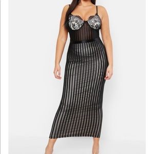 Brand new Plus lace stripe midi dress